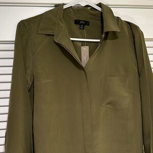 NWT JCrew Sage Green Silk Shirt - 6 Tall
